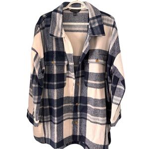 Plaid Button-Up Shirt Jacket